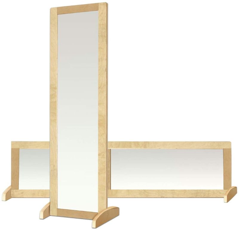Photo 1 of ECR4Kids Double-Sided Shatterproof Bi-Directional Birch Frame Full-Length Floor Mirror for Babies, Toddlers and Kids, Standing Floor Mirror for Preschool, Daycare or Home Use, 4 Feet Tall, Natural (ELR-0701)
