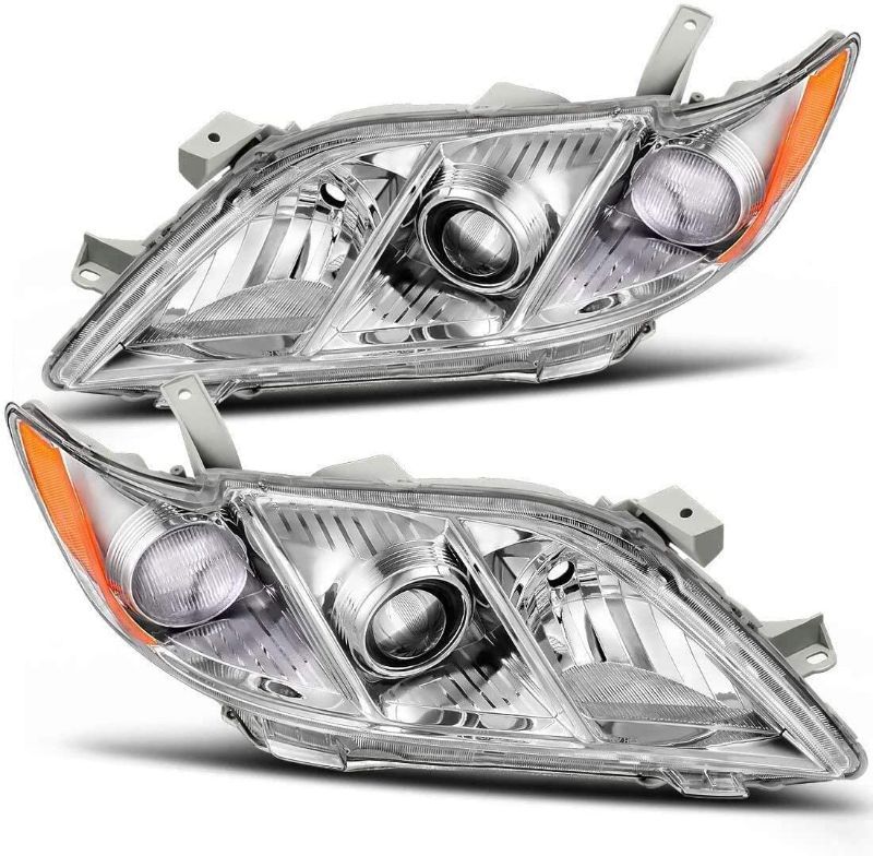 Photo 1 of ADCARLIGHTS Compatible with 2000 Toyota Camry Headlights Chrome Housing Amber Reflector Clear Lens Driver and Passenger Side
