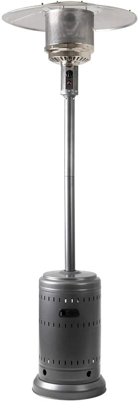 Photo 1 of Amazon Basics 46,000 BTU Outdoor Propane Patio Heater with Wheels, Commercial & Residential - Slate Gray
