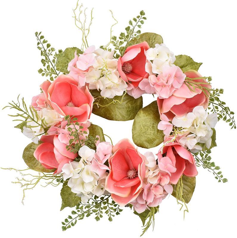 Photo 1 of ALLHANA Red Hydrangea Peony Wreath for Front Door, 20-22 Inch Artificial Spring Green Leaves Summer White Pink Magnolia Wreaths for All Seasons Farmhouse Home
2 PACK 