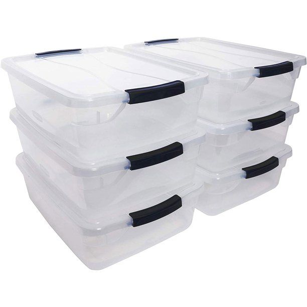 Photo 1 of Rubbermaid Cleverstore 16 Quart Plastic Storage Tote Container with Lid (6 Pack)
