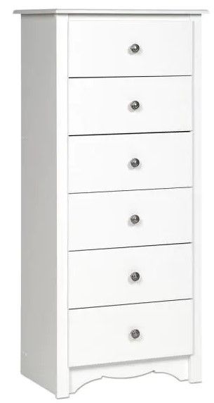 Photo 1 of Monterey 6-Drawer White Chest 23.25"W x 53"H x 17.75"D
