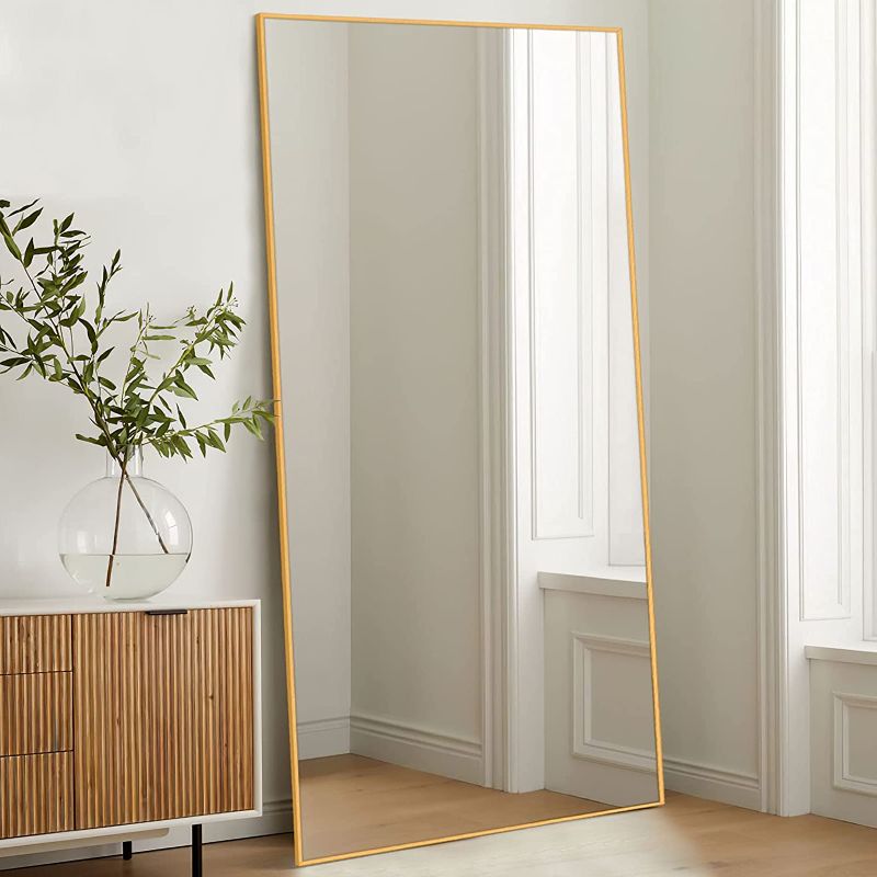 Photo 1 of NeuType 71"x32" Large Full Length Mirror Rectangle Wall-Mounted Mirror Hanging or Leaning Against Wall, Golden
