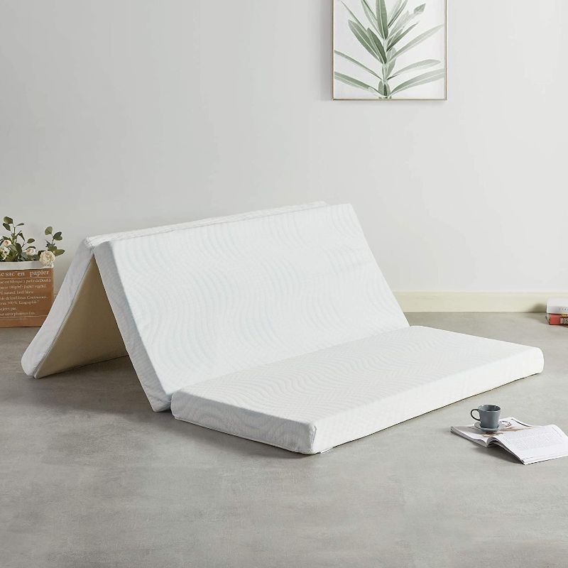 Photo 1 of Best Price Mattress 4 Inch Trifold Memory Foam Mattress Topper with Cooling Gel Infusion, CertiPUR-US Certified, Queen 79 x 59 x 4 inches

