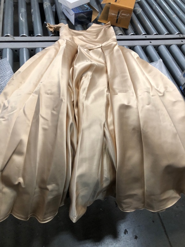 Photo 4 of *** CHAMPAGNE COLOR  NOT NAVY BLUE ****** 
Ball Gown Floor-length Flower Girl Dress - Satin Sleeveless Scoop Neck With Bow(s)
SIZE 8 
