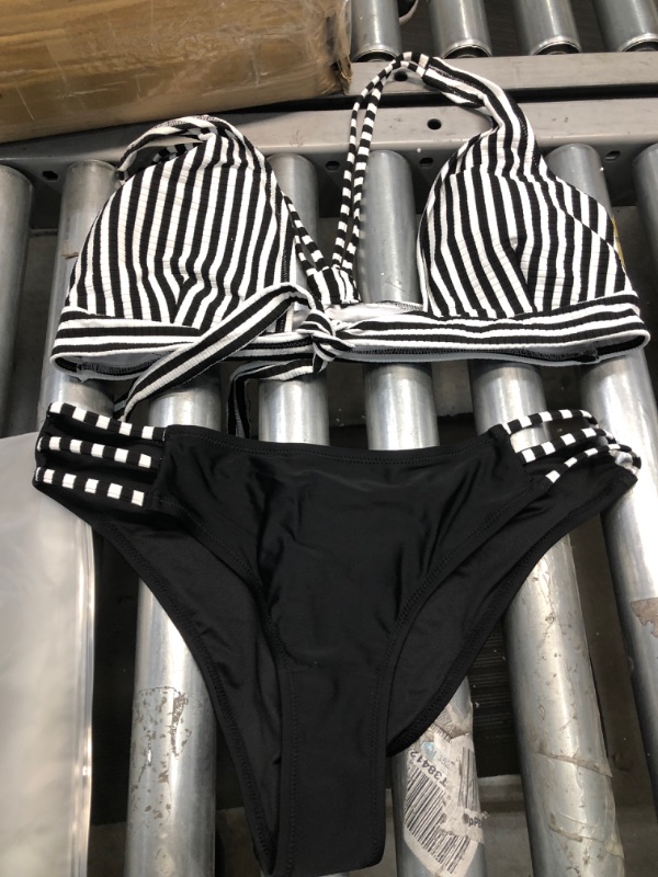 Photo 1 of cupshe 2 piece swimsuit Stripped Black& white  ( L) 