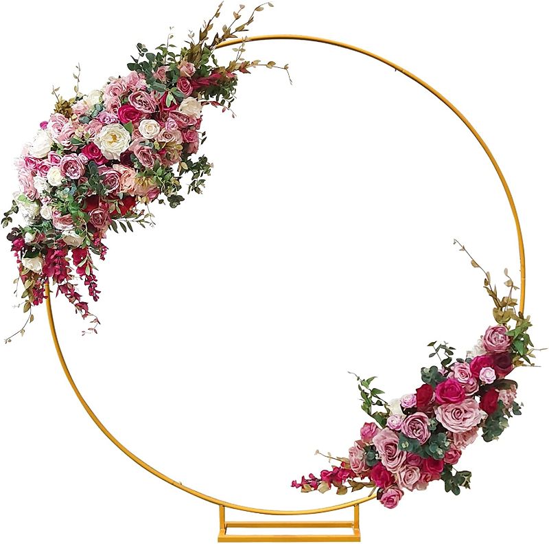 Photo 1 of 2.2m Golden Metal Round Wedding Arch Backdrop Stand For Ceremony Circle Balloon Arch Kit Decoration,Flower Stand For Birthday Party Decoration,Baby Shower...
