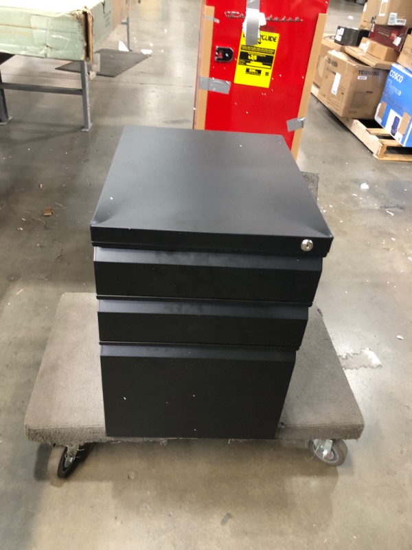 Photo 1 of DEVAISE 3 Drawer Mobile File Cabinet with Lock, Metal Filing Cabinet Legal/Letter Size, Fully Assembled Except Wheels, Black
