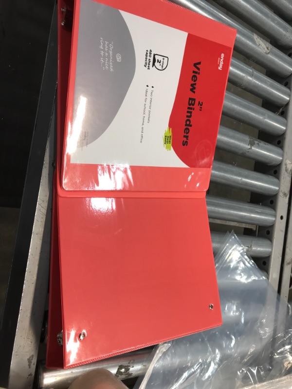 Photo 2 of 3 Slant D-Ring Binder 2 Inch Binder Red, 2 in Clear View Cover w/ 2 Inside Pockets Binder, Heavy Duty Colored School Supplies Binder 2 PACK  