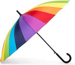 Photo 1 of totes Rainbow Auto-Open 24 Rib Stick Umbrella with a Classic J Hook Curved Handle
