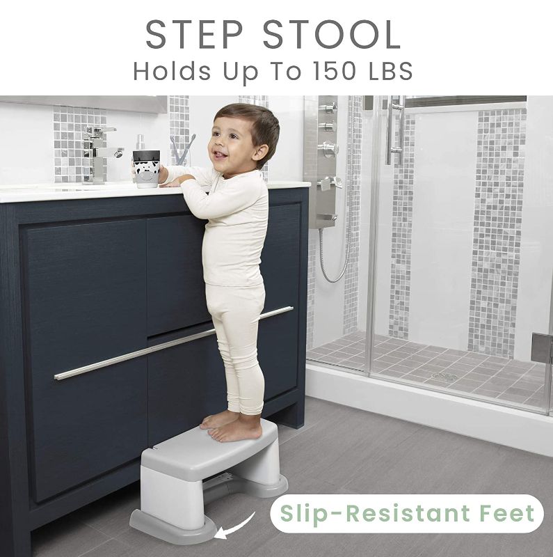 Photo 1 of Delta Children PerfectSize 3-in-1 Convertible Sink, Step Stool and Bath Toy for Toddlers/Kids - Perfect for Potty Training, White/Grey
