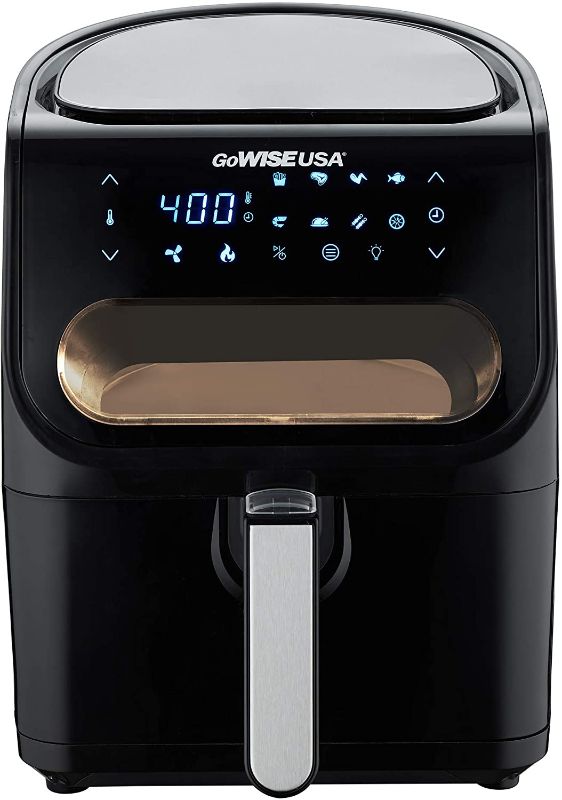 Photo 1 of 4 qt. Black Electric Air Fryer with See Through Window and 8-Presets