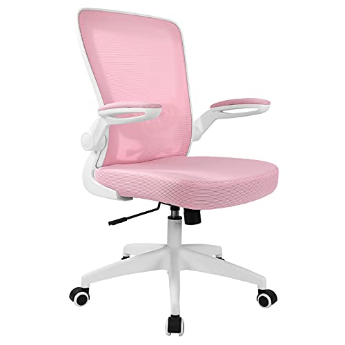 Photo 1 of Office Chair, FelixKing Ergonomic Desk Chair with Adjustable Height and Lumbar Support Swivel Lumbar Support Desk Computer Chair with Flip up Armrests for Conference Room (Pink)
