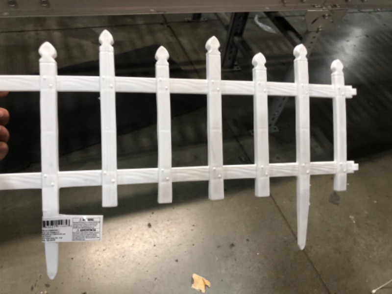 Photo 3 of 12.5  in. H White Classic Picket Style Plastic Garden Fence
36 PACK 
