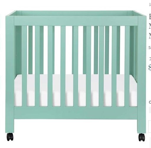 Photo 1 of Babyletto Origami Modern Blue Wood Mini Crib ?39.2 x 25.7 x 36 inches

