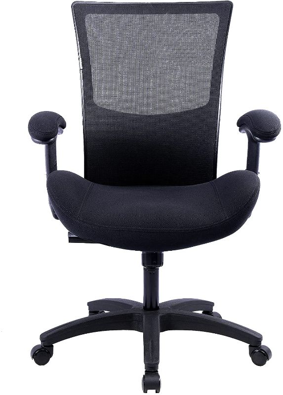 Photo 1 of ***PARTS ONLY*** LONGBOSS Office High Back Swivel Lumbar Support Desk, Computer Ergonomic Mesh Chair with Armrest Flip-up Arms-Black 24"D x 24"W x 39.8"H

