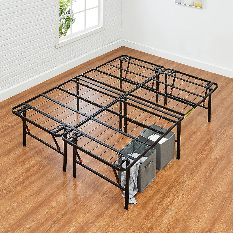 Photo 1 of Amazon Basics Foldable, 18" Black Metal Platform Bed Frame with Tool-Free Assembly, No Box Spring Needed - King 80" L x 76" W x 18" H
