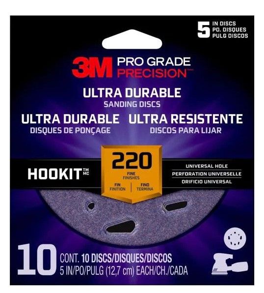 Photo 1 of (FOUR PACK) Pro Grade Precision 5 in. 220-Grit Ultra Durable Universal Hole Sanding Disc (10-Pack)
