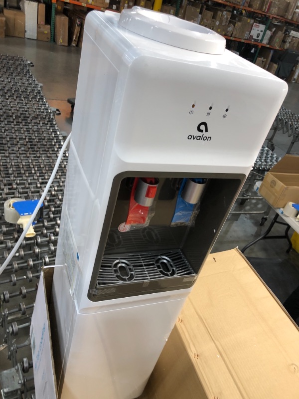 Photo 1 of Avalon A1WATERCOOLER A1 Top Loading Cooler Dispenser, Hot & Cold Water, Child Safety Lock, Innovative Slim Design, Holds 3 or 5 Gallon Bottles-UL/Energy Star Approved, White**5 GALLON NOT INCLUDED**
