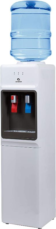 Photo 1 of Avalon A1WATERCOOLER A1 Top Loading Cooler Dispenser, Hot & Cold Water, Child Safety Lock, Innovative Slim Design, Holds 3 or 5 Gallon Bottles-UL/Energy Star Approved, White**5 GALLON NOT INCLUDED**
