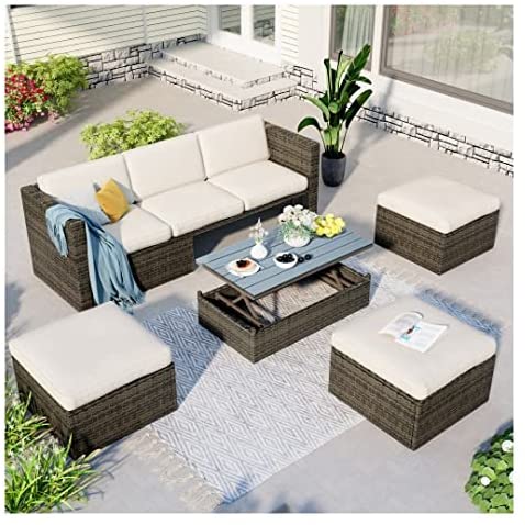 Photo 1 of **INCOMPLETE*PARTS ONLY**Sofa Sectional Furniture Sets, 5-Piece Patio Wicker Sofa**BOX 1 OF 3*CONTAINS PANELS FOR SOFA**