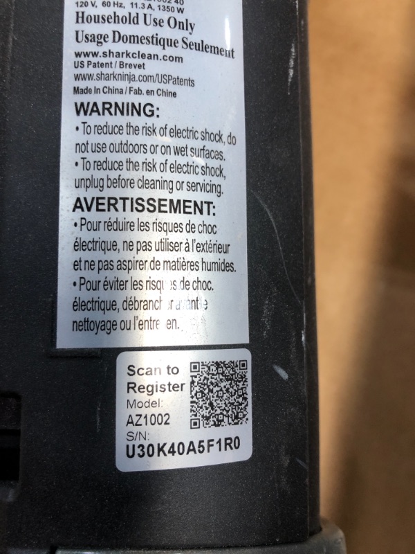 Photo 2 of **PARTS  ONLY**Shark AZ1002 Apex Powered Lift-Away Upright Vacuum with DuoClean & Self-Cleaning Brushroll, Crevice Tool, Upholstery Tool & Pet Power Brush, for a Deep Clean on & Above Floors, Espresso**NONFUNCTIONAL**
