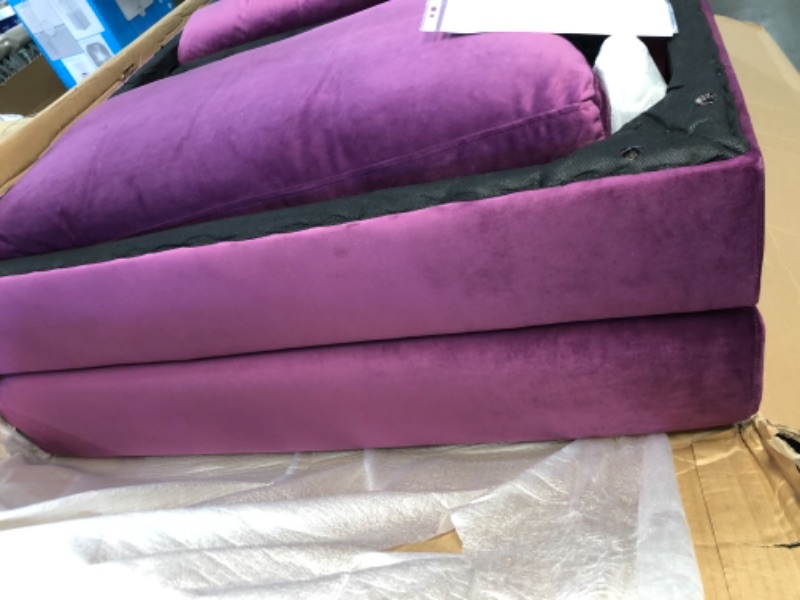 Photo 3 of **INCOMPLETE**Casa AndreaMilano Modern Large Velvet Fabric U-Shape Sectional Sofa, Double Extra Wide Chaise Lounge Couch, Eggplant**BOX 1 OF 3*LEFT SIDE OF SECTIONAL**
