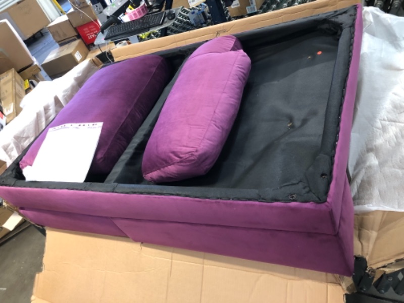 Photo 4 of **INCOMPLETE**Casa AndreaMilano Modern Large Velvet Fabric U-Shape Sectional Sofa, Double Extra Wide Chaise Lounge Couch, Eggplant**BOX 1 OF 3*LEFT SIDE OF SECTIONAL**
