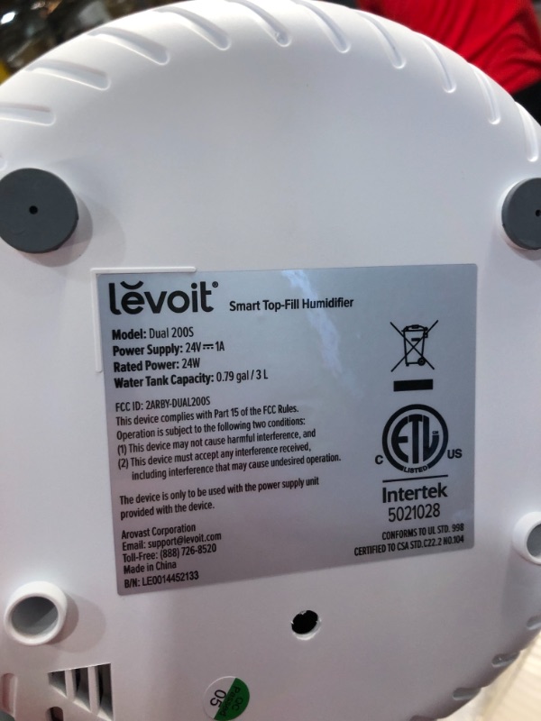 Photo 1 of LEVOIT Humidifiers for Bedroom, Top Fill Cool Mist Ultrasonic for Baby Nursery Kids with Essential Oils, Smart Control with Constant Humidity for Plants Indoor, Quiet Easy Clean, BPA Free, 3L, White
