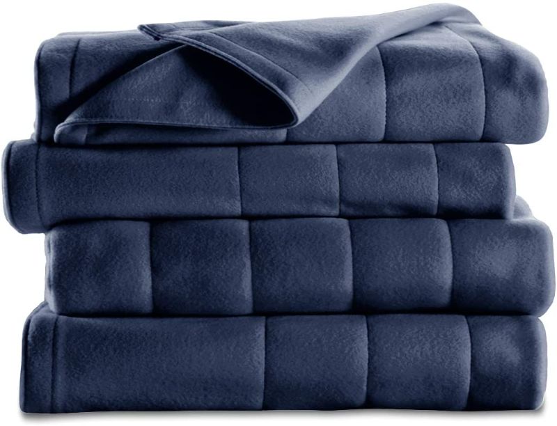 Photo 1 of Sunbeam Heated Blanket | 5 Heat Settings, Quilted Fleece, Newport Blue, King - BSF9GKS-R595-13A00
