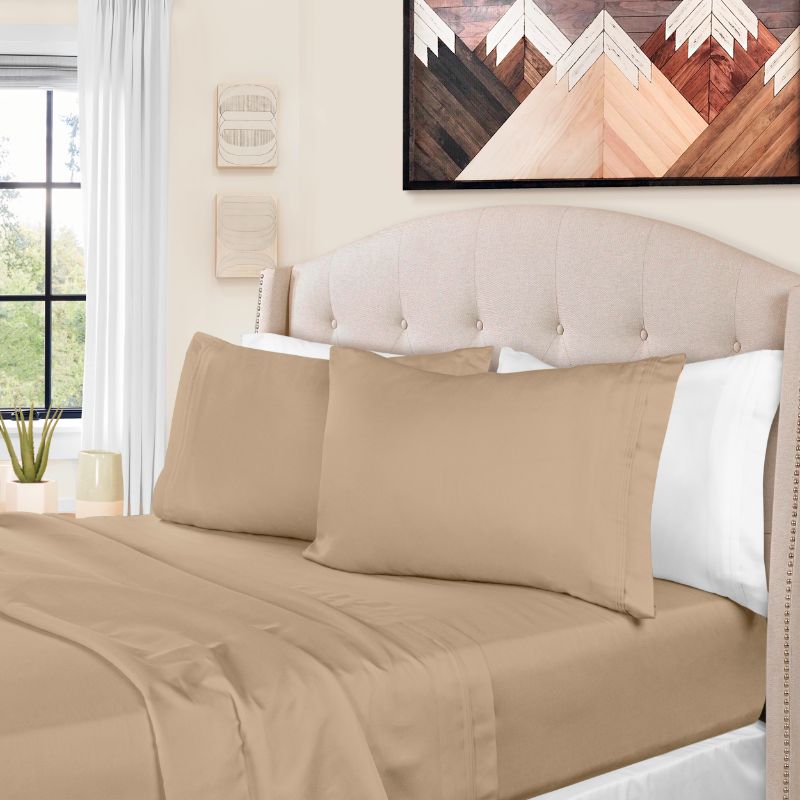 Photo 1 of 1500 Thread Count Egyptian Cotton Bedding Sheets & Pillowcases, 4-Piece Sheet Set by Impressions - Queen