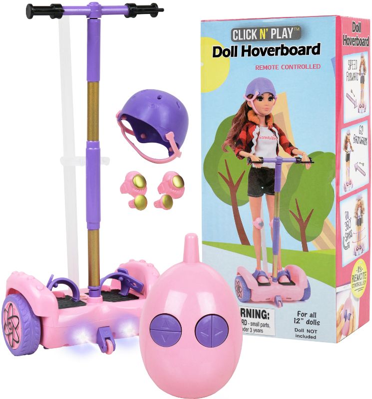 Photo 1 of Click N' Play RC Remote Control Pink and Purple Hoverboard for 12" Inch Dolls.