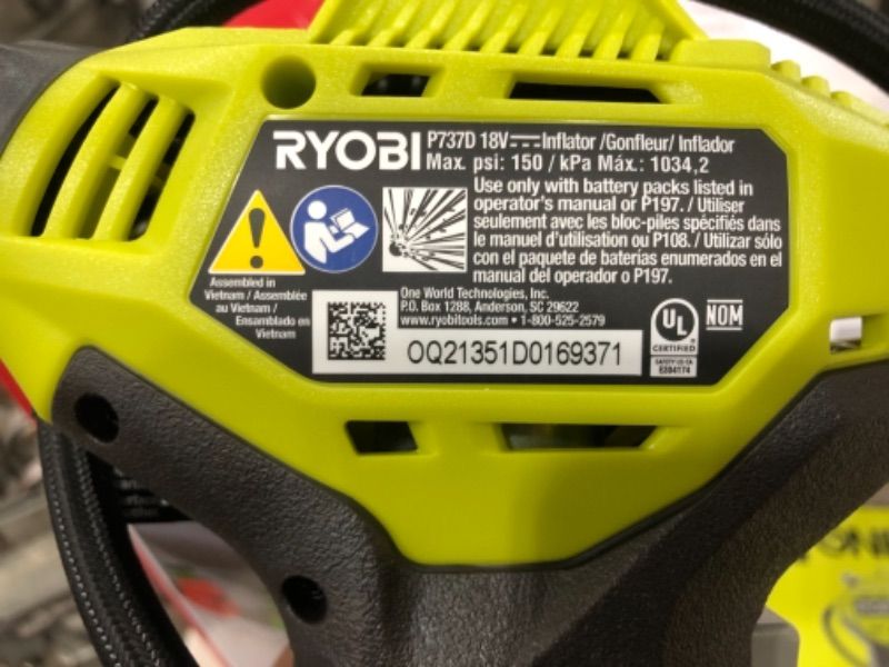 Photo 2 of 18-Volt ONE+ Lithium-Ion Cordless High Pressure Inflator with Digital Gauge