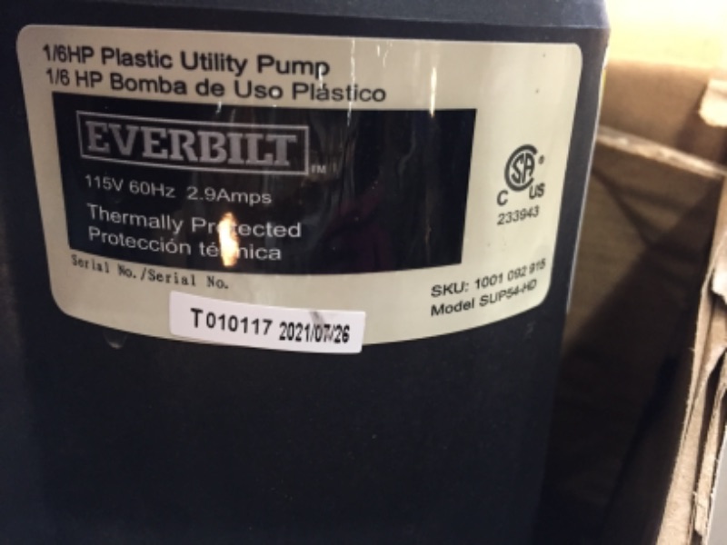 Photo 2 of 1/6 HP Plastic Submersible Utility Pump
