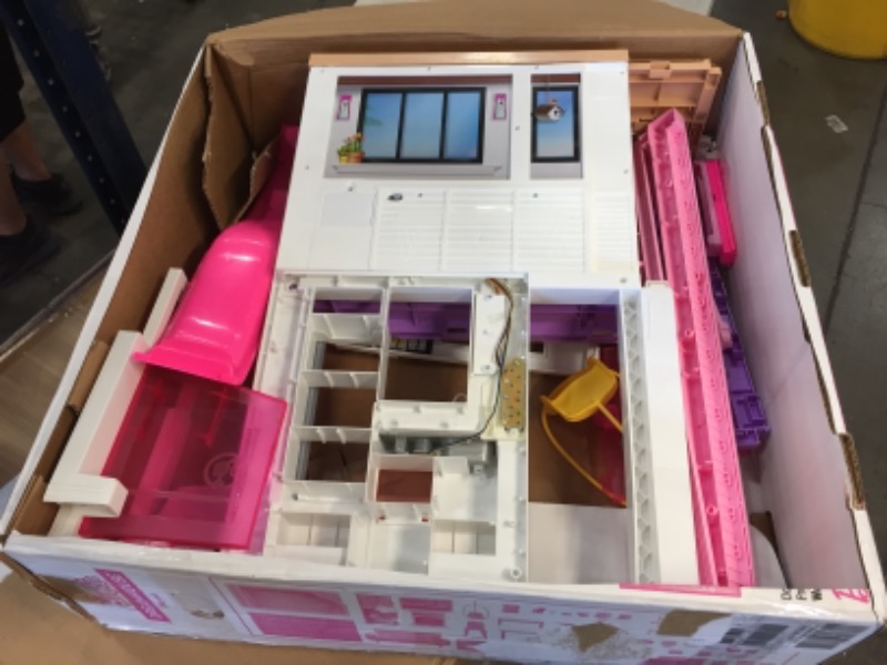 Photo 2 of Barbie Dreamhouse (3.75-ft) 3-Story Dollhouse Playset with Pool & Slide, Party Room, Elevator, Puppy Play Area, Customizable Lights & Sounds, 75+ Pieces, Gift for 3 to 7 Year Olds, New for 2021  (MISSING PARTS/PART ONLY)
