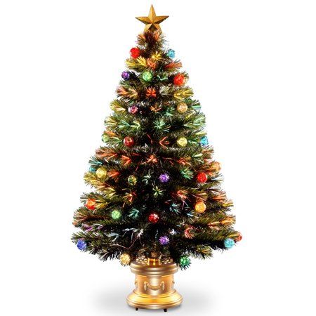 Photo 1 of 48" Pre-Lit Medium Fiber-Optic Artificial Ornamented Christmas Fireworks Tree - LED Lights
