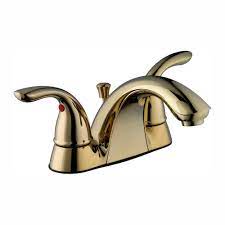 Photo 1 of *MISSING PART* Builders 4 in. Centerset 2-Handle Low-Arc Bathroom Faucet in Polished Brass
