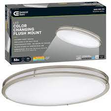 Photo 1 of 32 in. Orbit Oval Color Selectable CCT LED Flush Mount Brushed Nickel Ceiling Light 3000 Lumens Dimmable