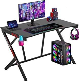 Photo 1 of Gaming Desk Gaming Table 45.2" W x 29" D PC Computer Desk Home Office Desk Table with Cup Holder Headphone Hook Gamer Workstation Game Table for Boys Girls.
