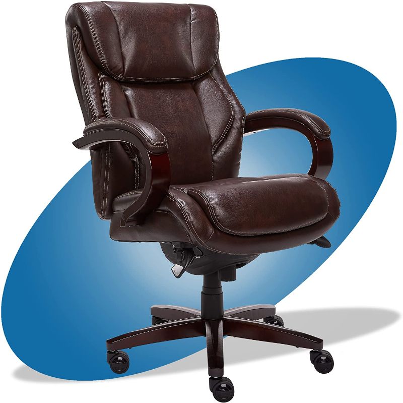 Photo 1 of La-Z-Boy Bellamy Bonded Leather Executive Office Chair with Memory Foam Cushions, Brown
MINOR DAMAGE