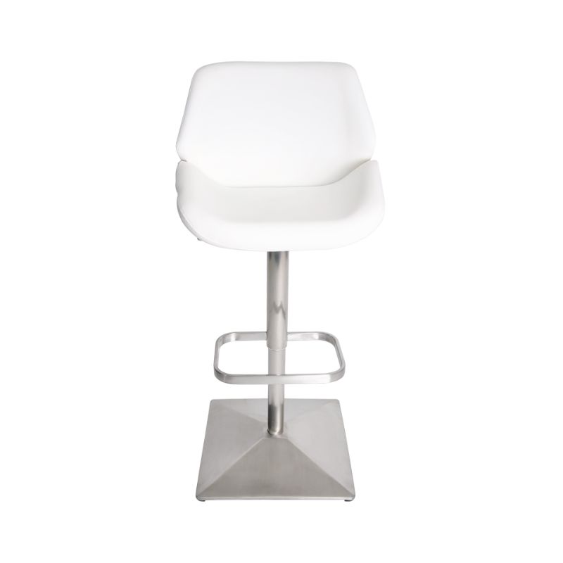 Photo 1 of  Giza Faux-Leather Brushed Stainless Steel Adjustable Height Swivel Bar Stool with 18 x 18-inch Square Pyramid Base (white)
