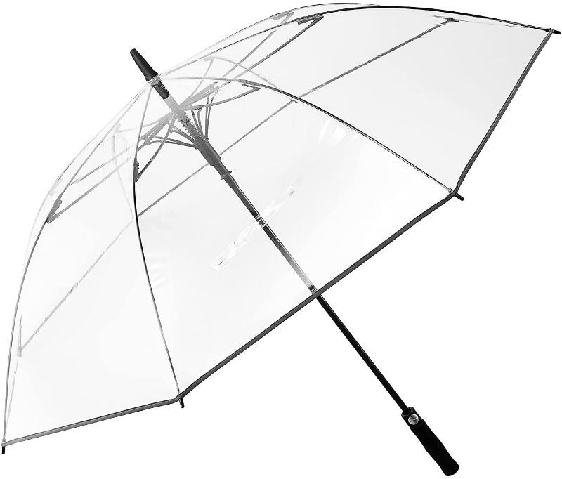 Photo 1 of  Clear Golf Umbrella Transparent Auto Open Large Stick Umbrella Oversized Umbrella Windproof Waterproof with Sleeve for Women Men