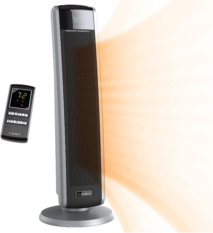 Photo 1 of Lasko 5586 Digital Ceramic Tower Heater with Remote, Dark Grey
