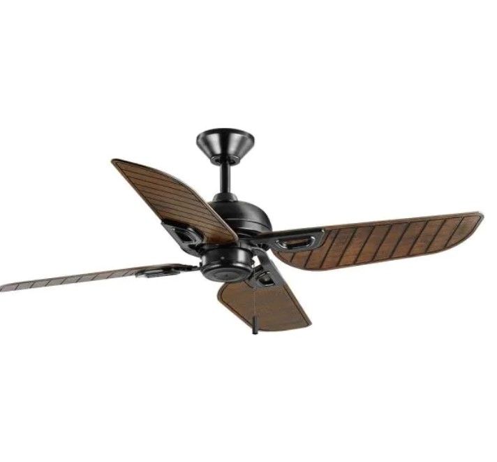 Photo 1 of 
Hampton Bay
Halpert 52 in. Indoor/Outdoor Matte Black Wet Rated Downrod Ceiling Fan with 4 Weatherproof, ABS QuickInstall Blades