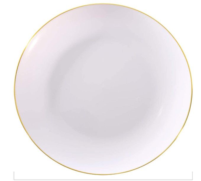 Photo 1 of  Gold Plastic Plates - White with Gold Rim Disposable Plates 32 COUNT 16 SALAD PLATES AND 16 DINNER PLATES 