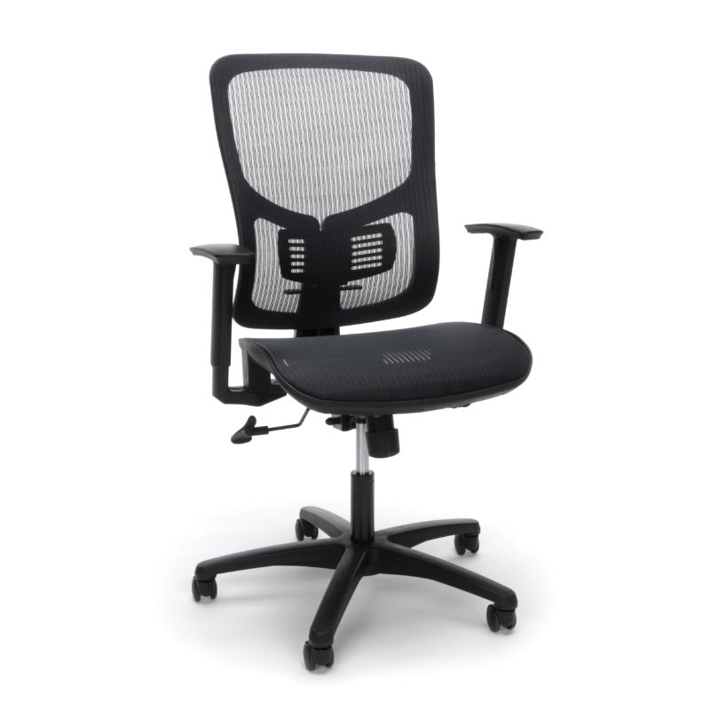 Photo 1 of OFM Essentials Collection Mesh Seat Ergonomic Office Chair with Lumbar Support, in Black -BLK)