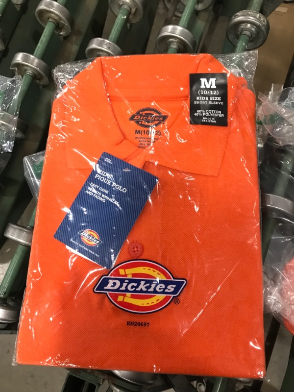 Photo 2 of Dickies Boys' Short Sleeve Pique Polo, Orange, size M (10/12)