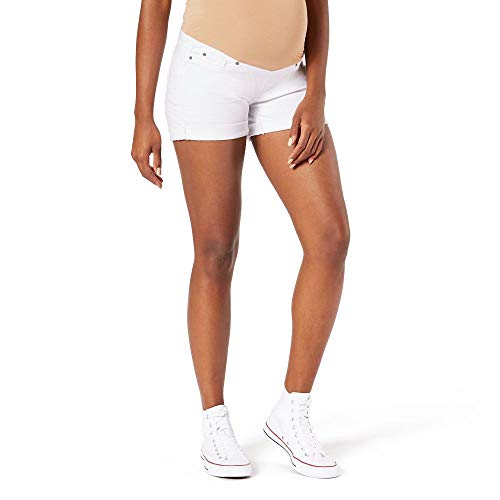 Photo 1 of Signature by Levi Strauss & Co. Gold Label Women's Maternity Mid-Rise Shortie Shorts, White Dove-Waterless, Small
