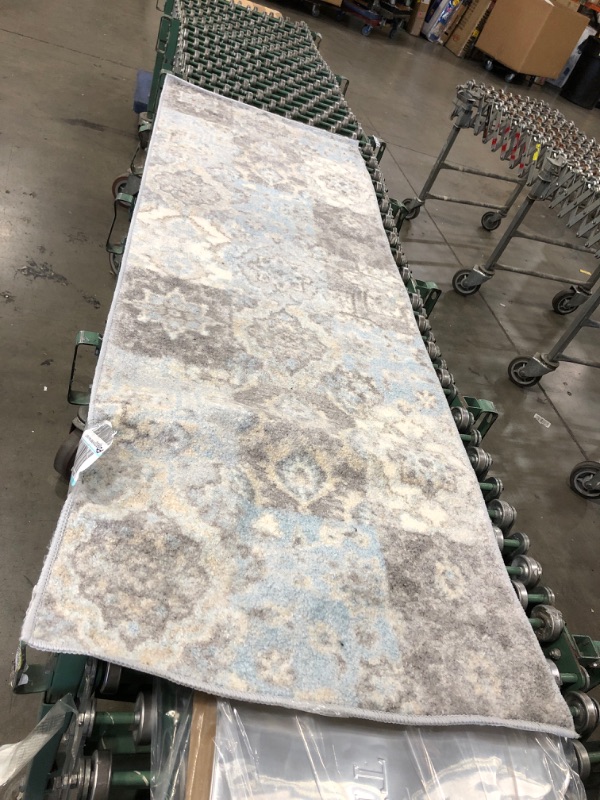 Photo 1 of baby blue and light grey area rug, 2ft x 6ft
