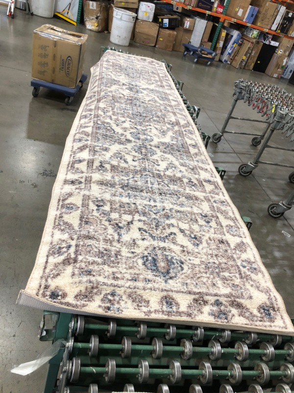 Photo 1 of 10ft x 2.5ft area rug, teal and beige design WOOL RUNNER hand knotted oriental handmade area rug